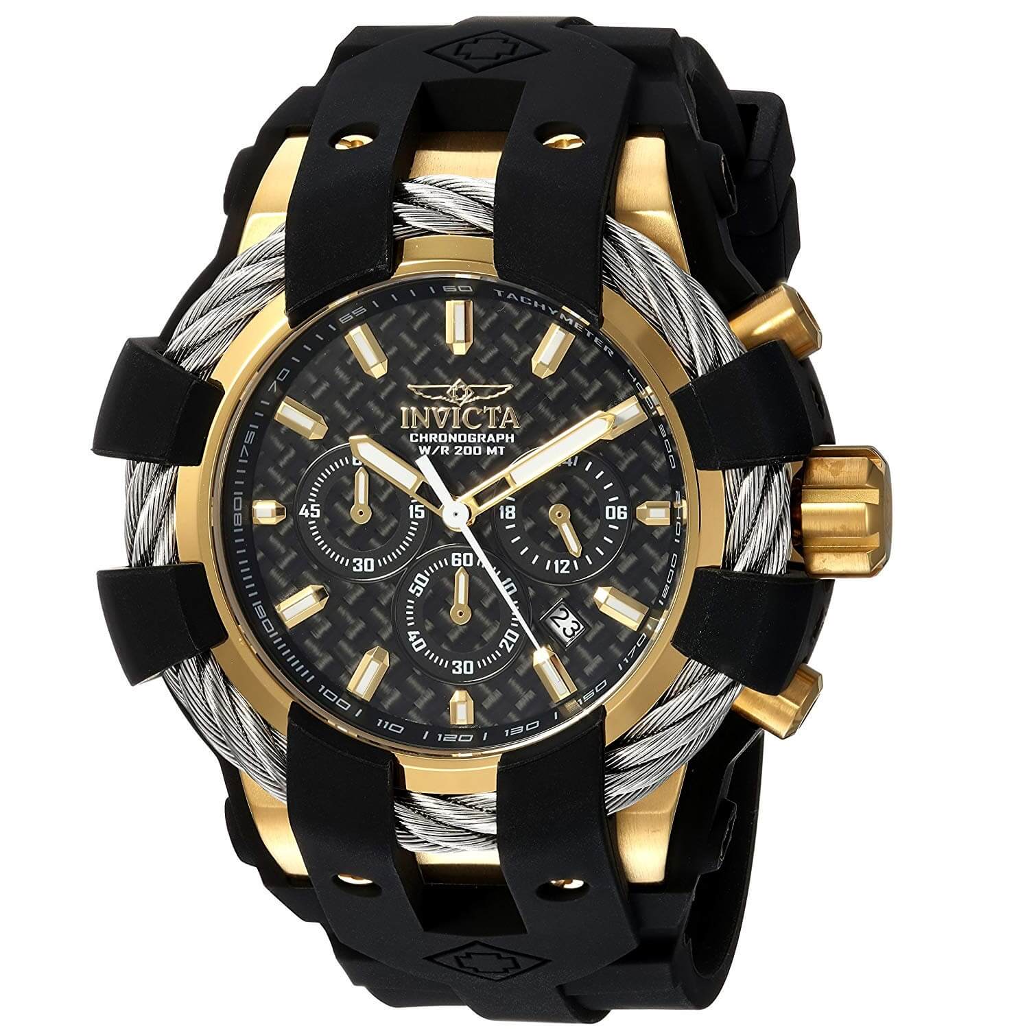 Reloj para Hombre Invicta 25864 acero inoxidable de cuarzo reloj Casual,  dorado plateado