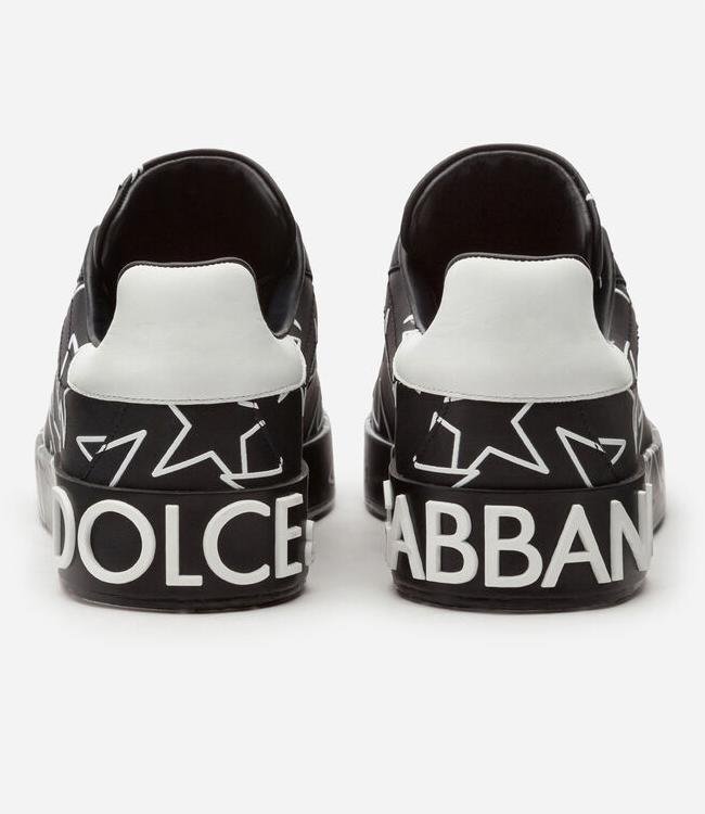 Zapatillas Dolce Gabbana Original, Portafino de cuero estampado estrellas, Negro Zshop Colombia