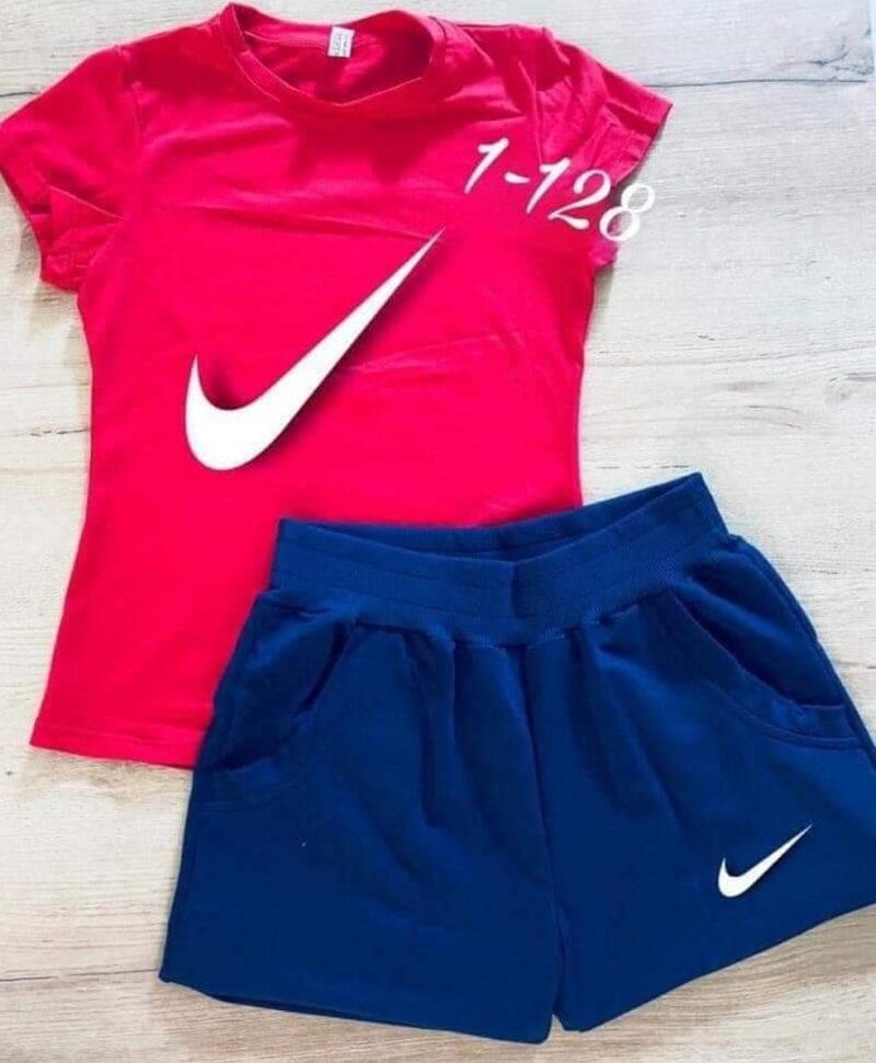 Conjunto Deportivo Para Mujer Nike Short + Blusa Calidad Nacional 16% De  Descuento