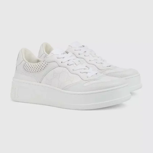 Zapatilla GG Para Mujer Detalles De Piel Perforada Blanca Calidad G5 50% De Descuento