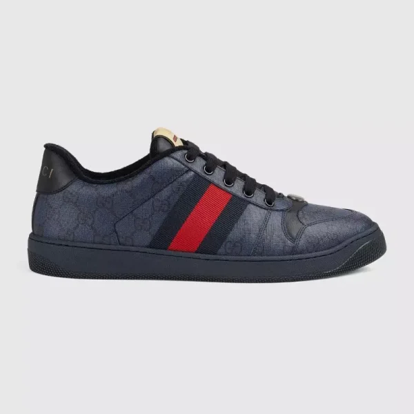 Zapatilla Screener Para Hombre Detalles De Piel En Azul Oscuro Calidad G5 50% De Descuento